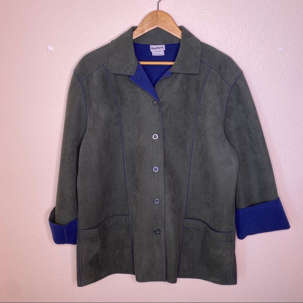 BonWorth Faux Suede Green Jacket Large